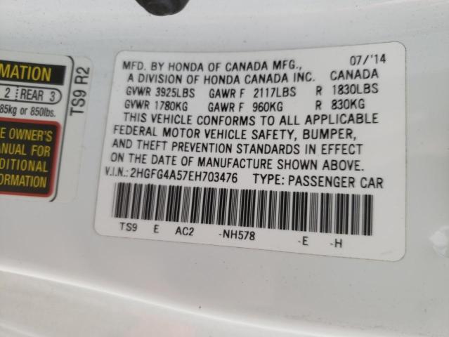 Photo 10 from auction – 2014 HONDA CIVIC SI with VIN 2HGFG4A57EH703476