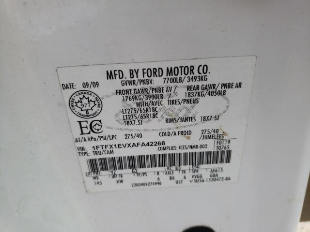 Photo 10 from auction – 2010 FORD F150 SUPER with VIN 1FTFX1EVXAFA42268