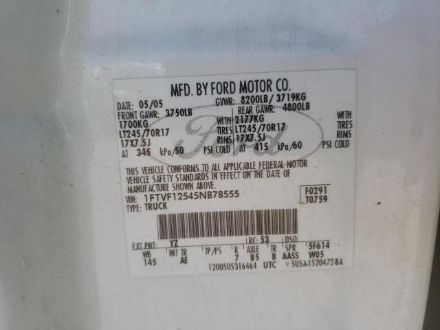 Photo 10 from auction – 2005 FORD F150 with VIN 1FTVF12545NB78555
