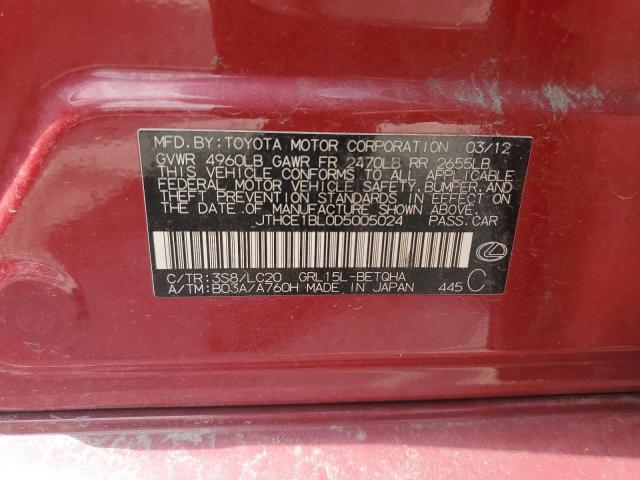 Photo 10 from auction – 2013 LEXUS GS 350 with VIN JTHCE1BL0D5005024