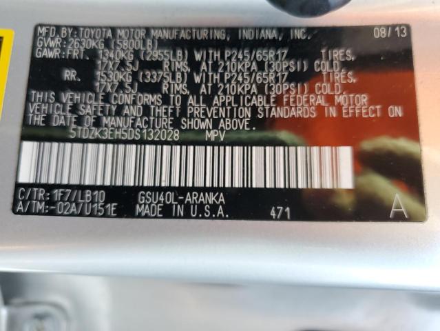 Photo 10 from auction – 2013 TOYOTA HIGHLANDER with VIN 5TDZK3EH5DS132028