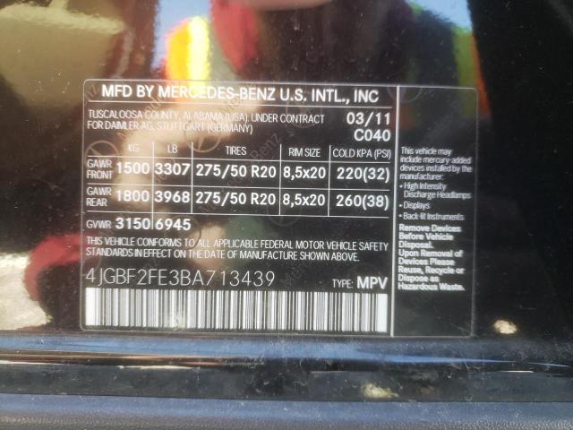 Photo 10 from auction – 2011 MERCEDES-BENZ GL 350 BLU with VIN 4JGBF2FE3BA713439