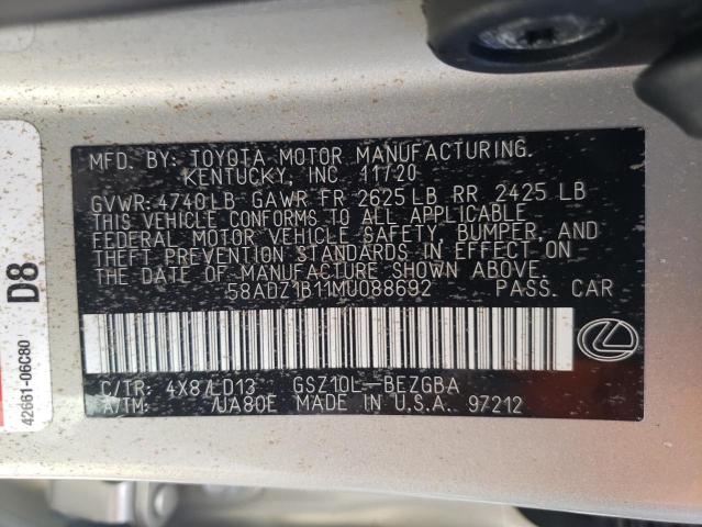 Photo 10 from auction – 2021 LEXUS ES 350 BAS with VIN 58ADZ1B11MU088692