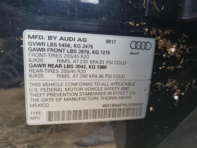 Photo 10 from auction – 2018 AUDI Q5 PREMIUM with VIN WA1BNAFY5J2058098