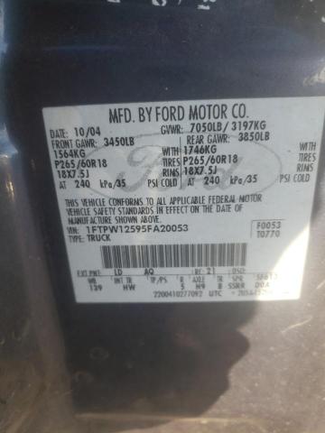 Photo 10 from auction – 2005 FORD F150 SUPER with VIN 1FTPW12595FA20053