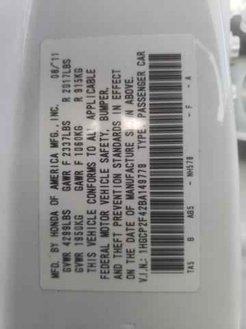 Photo 10 from auction – 2011 HONDA ACCORD LXP with VIN 1HGCP2F42BA149779