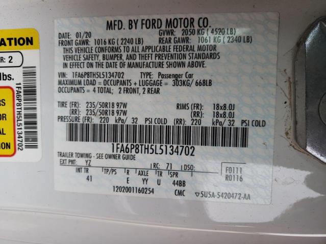 Photo 10 from auction – 2020 FORD MUSTANG with VIN 1FA6P8TH5L5134702