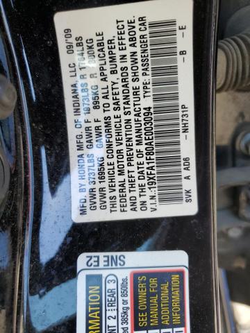 Photo 10 from auction – 2010 HONDA CIVIC EX with VIN 19XFA1F80AE003094