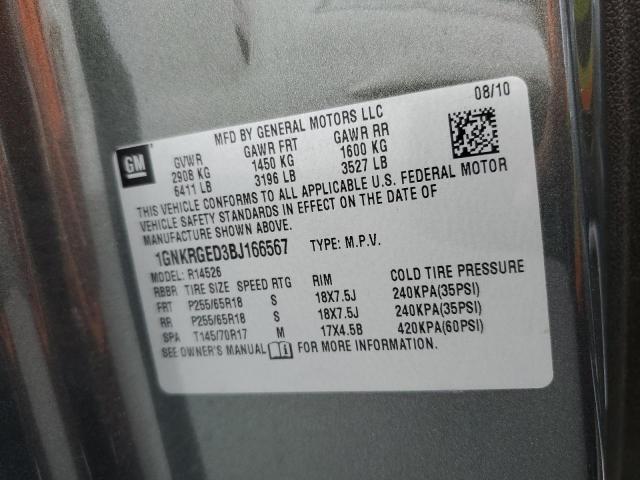 Photo 10 from auction – 2011 CHEVROLET TRAVERSE L with VIN 1GNKRGED3BJ166567