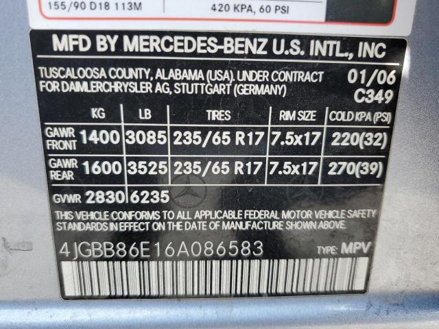 Photo 10 from auction – 2006 MERCEDES-BENZ ML 350 with VIN 4JGBB86E16A086583
