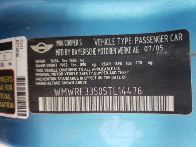 Photo 10 from auction – 2005 MINI COOPER S with VIN WMWRE33505TL14476