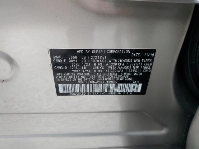 Photo 10 from auction – 2019 SUBARU ASCENT LIM with VIN 4S4WMAPDXK3439667