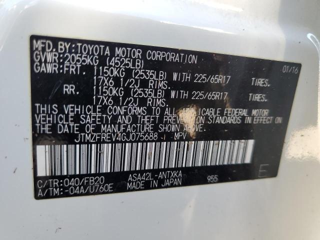 Photo 10 from auction – 2016 TOYOTA RAV4 LE with VIN JTMZFREV4GJ075688