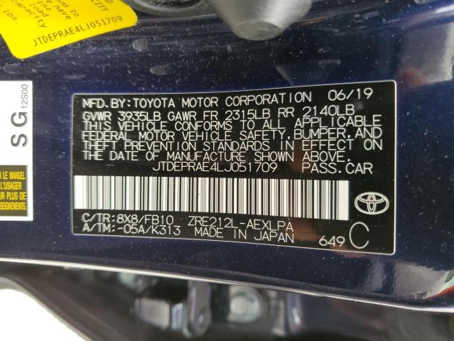 Photo 10 from auction – 2020 TOYOTA COROLLA LE with VIN JTDEPRAE4LJ051709