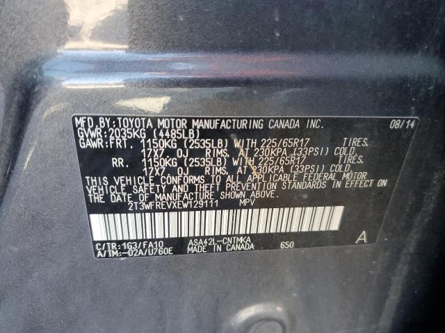 Photo 10 from auction – 2014 TOYOTA RAV4 XLE with VIN 2T3WFREVXEW129111