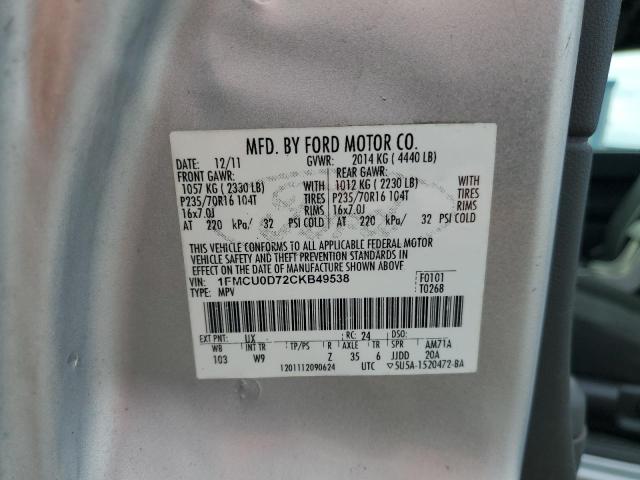 Photo 10 from auction – 2012 FORD ESCAPE XLT with VIN 1FMCU0D72CKB49538