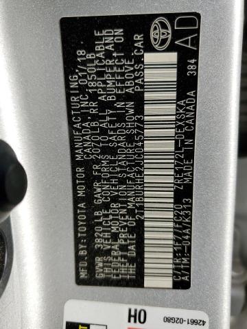 Photo 10 from auction – 2018 TOYOTA COROLLA L with VIN 2T1BURHE2JC045773