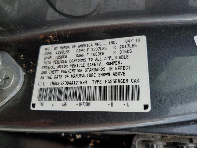 Photo 10 from auction – 2010 HONDA ACCORD LX with VIN 1HGCP2F39AA121998