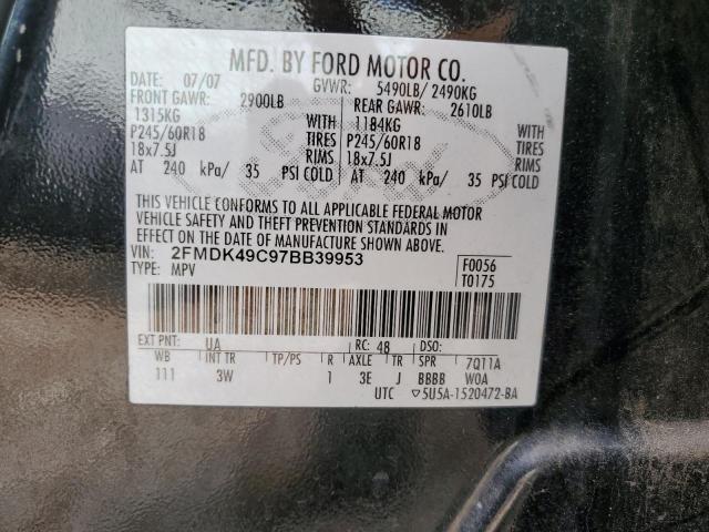 Photo 10 from auction – 2007 FORD EDGE SEL P with VIN 2FMDK49C97BB39953