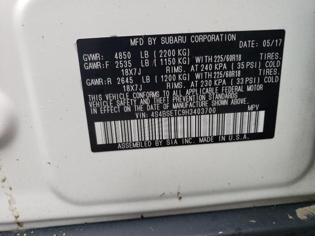 Photo 10 from auction – 2017 SUBARU OUTBACK TO with VIN 4S4BSETC9H3403700
