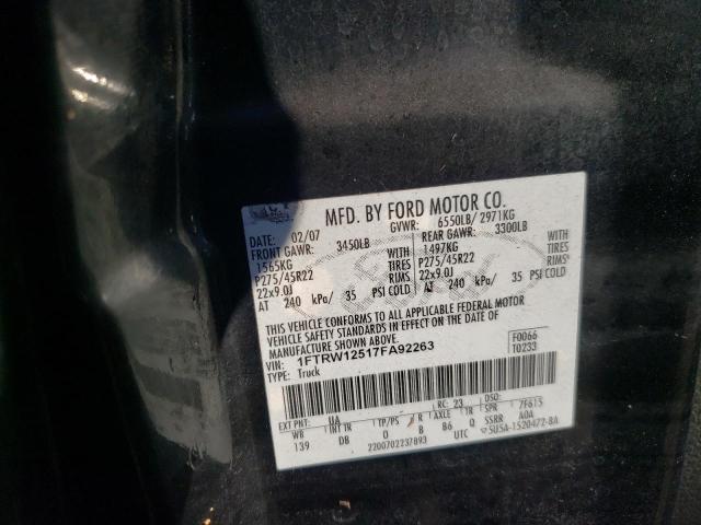 Photo 10 from auction – 2007 FORD F150 SUPER with VIN 1FTRW12517FA92263