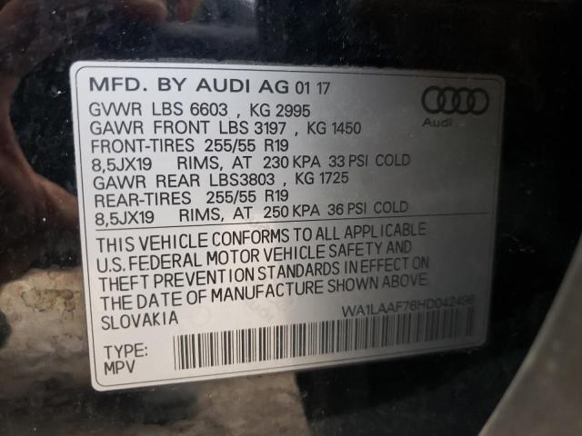 Photo 10 from auction – 2017 AUDI Q7 PREMIUM with VIN WA1LAAF76HD042496