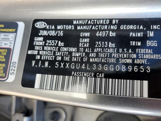 Photo 10 from auction – 2016 KIA OPTIMA EX with VIN 5XXGU4L33GG089653
