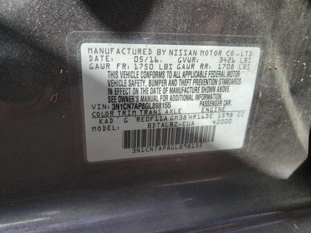 Photo 10 from auction – 2016 NISSAN VERSA S with VIN 3N1CN7AP8GL898155