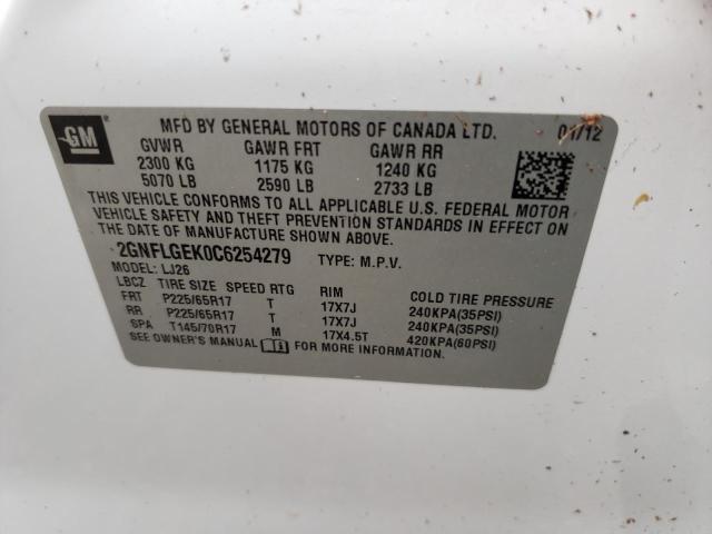 Photo 10 from auction – 2012 CHEVROLET EQUINOX LT with VIN 2GNFLGEK0C6254279