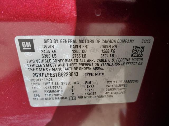 Photo 10 from auction – 2016 CHEVROLET EQUINOX LT with VIN 2GNFLFE37G6228643