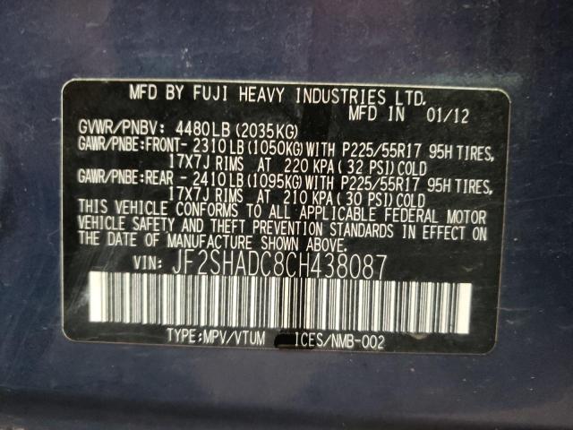 Photo 10 from auction – 2012 SUBARU FORESTER 2 with VIN JF2SHADC8CH438087