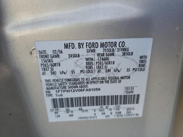 Photo 10 from auction – 2006 FORD F150 SUPER with VIN 1FTPW12V06FA91059