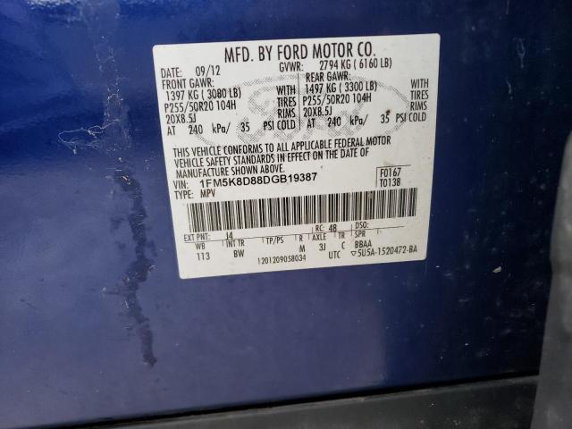 Photo 10 from auction – 2013 FORD EXPLORER X with VIN 1FM5K8D88DGB19387