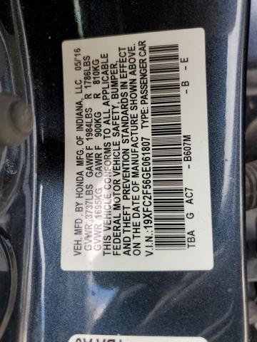 Photo 10 from auction – 2016 HONDA CIVIC LX with VIN 19XFC2F56GE061807
