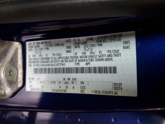 Photo 10 from auction – 2016 FORD ESCAPE SE with VIN 1FMCU9GX6GUC07791