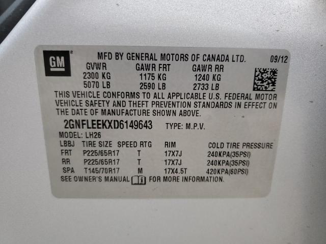 Foto 10 de la subasta – 2013 CHEVROLET EQUINOX LT con VIN 2GNFLEEKXD6149643