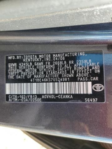 Photo 10 from auction – 2007 TOYOTA CAMRY CE with VIN 4T1BE46K57U524981