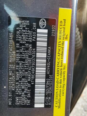 Photo 10 from auction – 2009 TOYOTA CAMRY BASE with VIN 4T1BE46K79U376304