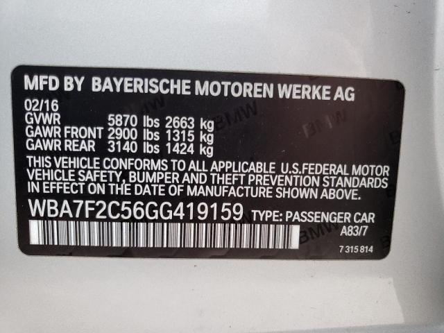 Photo 10 from auction – 2016 BMW 750I XDRIV with VIN WBA7F2C56GG419159