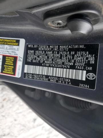 Photo 10 from auction – 2012 TOYOTA CAMRY BASE with VIN 4T1BF1FK3CU070476
