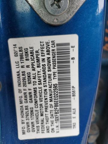 Photo 10 from auction – 2014 HONDA CIVIC EX with VIN 19XFB2F86EE022595