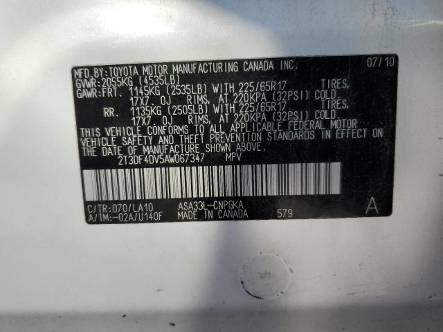 Photo 10 from auction – 2010 TOYOTA RAV4 LIMIT with VIN 2T3DF4DV5AW067347