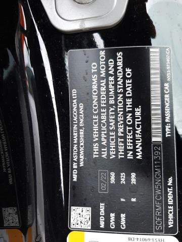 Photo 10 from auction – 2022 ASTON MARTIN DB11 with VIN SCFRMFCW5NGM11392