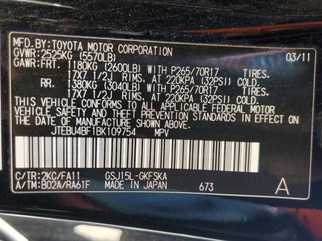 Photo 10 from auction – 2011 TOYOTA FJ CRUISER with VIN JTEBU4BF1BK109754