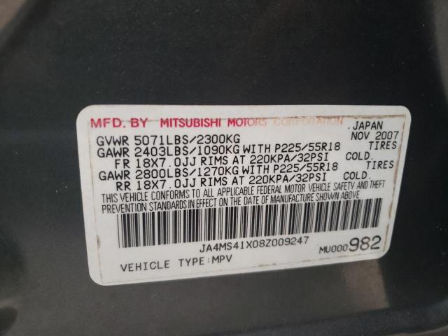 Photo 10 from auction – 2008 MITSUBISHI OUTLANDER with VIN JA4MS41X08Z009247