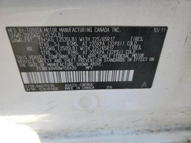 Photo 10 from auction – 2011 TOYOTA RAV4 with VIN 2T3BF4DV6BW156420