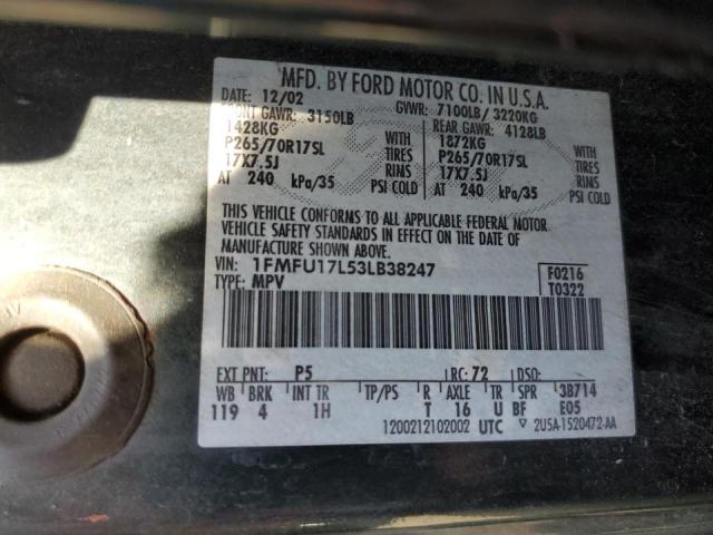 Photo 10 from auction – 2003 FORD EXPEDITION with VIN 1FMFU17L53LB38247