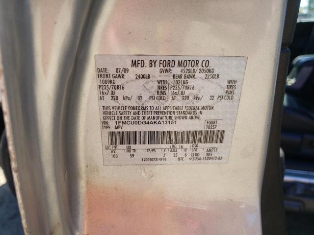 Photo 10 from auction – 2010 FORD ESCAPE XLT with VIN 1FMCU0DG4AKA13151