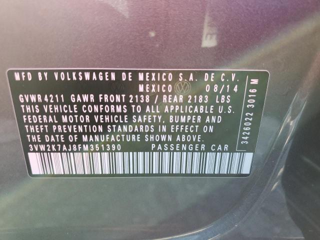 Photo 10 from auction – 2015 VOLKSWAGEN JETTA BASE with VIN 3VW2K7AJ8FM351390
