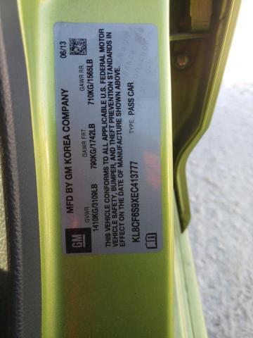 Photo 10 from auction – 2014 CHEVROLET SPARK 2LT with VIN KL8CF6S9XEC413777